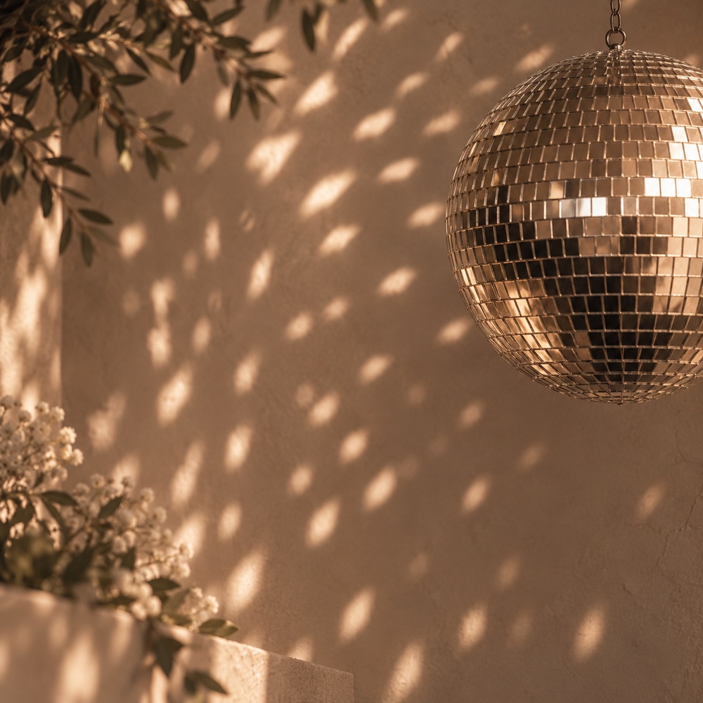 Destellos de disco ball con sombras suaves